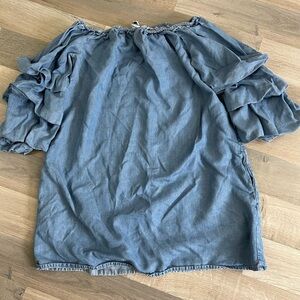 Zara Women’s Off-Shoulder Ruffle Top - Blue